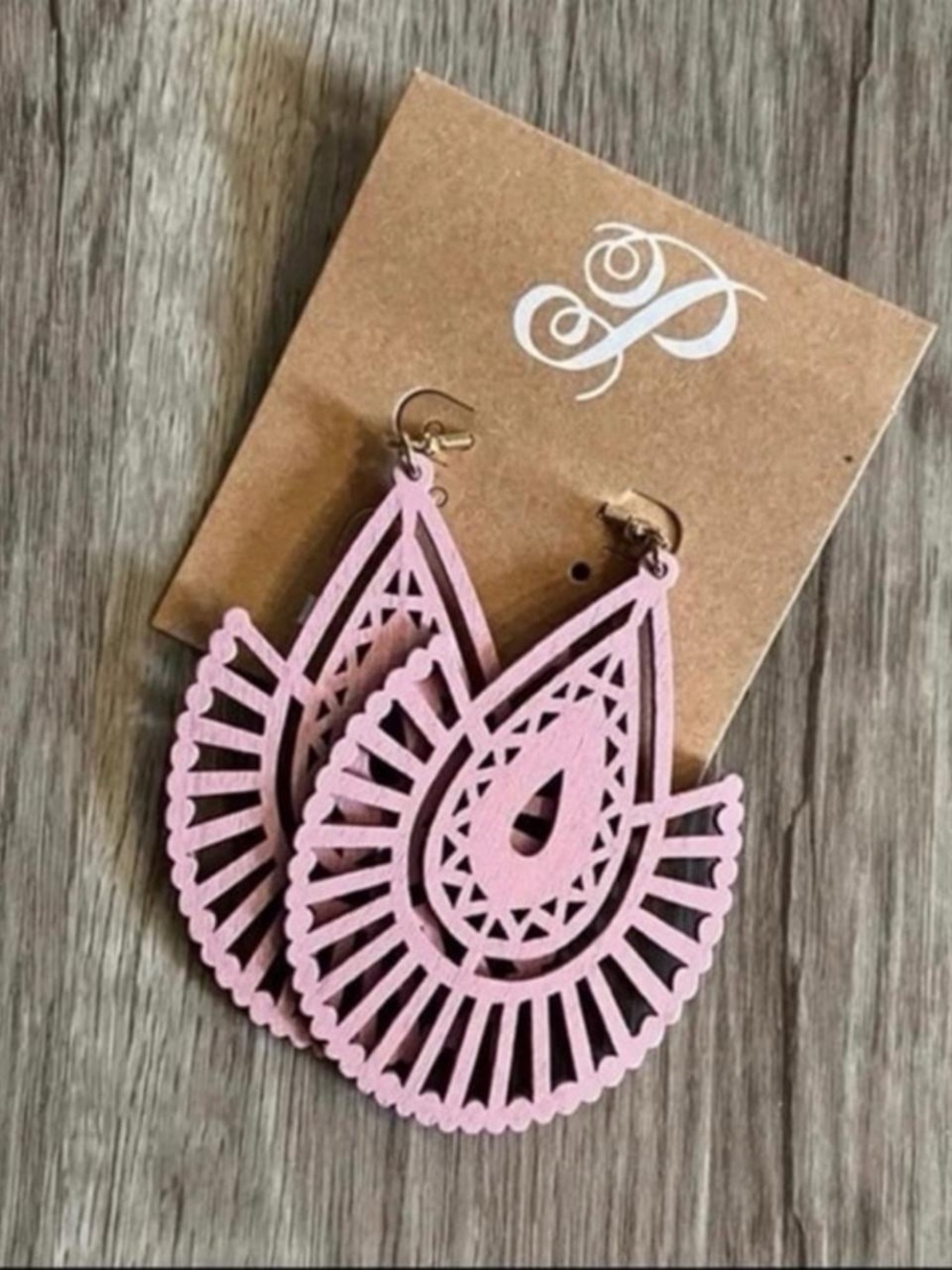 Pink Laser-Cut Teardrop Statement Earrings - Brand